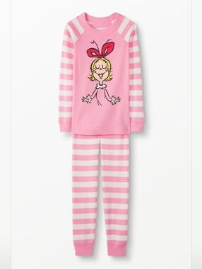 Hanna Andersson Pink and White Striped Character Pajama Set